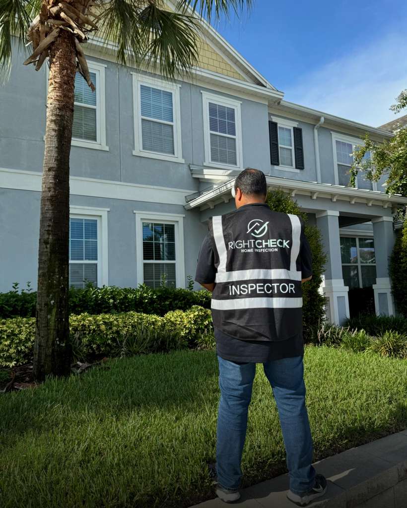 Professional home inspector examining a house